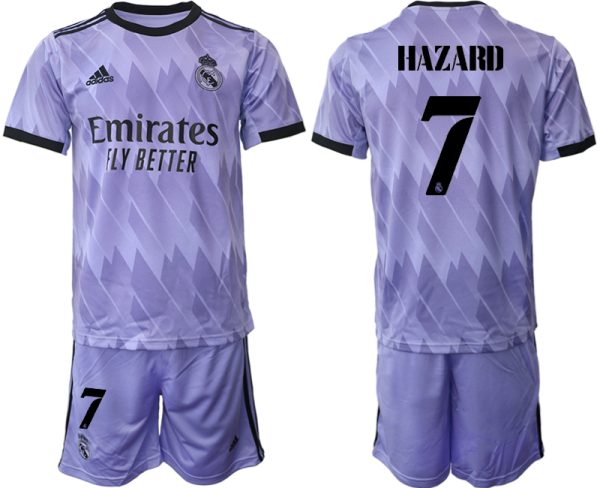 Fotbollströjor Billigt Real Madrid Bortatröja 2023 Herr Kortärmad + Korta byxor HAZARD 7