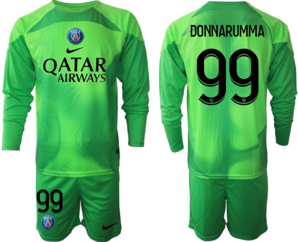 Paris Saint-Germain PSG 2023 Målvaktströja Herr grön Fotbollströja med tryck DONNARUMMA 99