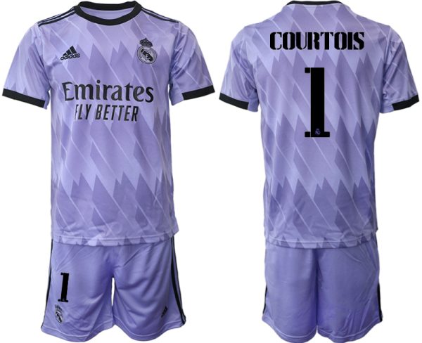 Real Madrid Bortatröja 2023 Fotbollsställ för Herr med tryck COURTOIS 1