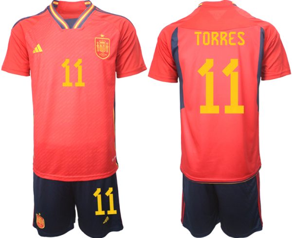 Spanien Hemmatröja Herr VM 2022 Kortärmad + Korta byxor med tryck TORRES 11