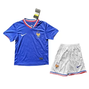 Bestalla-billigt-fotbollstrojor-barn-Frankrike-Hemmastall-EM-2024-Kortarmad